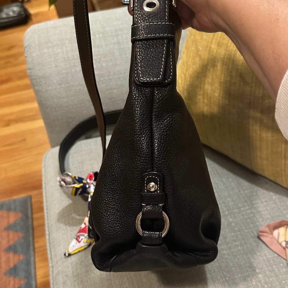 Coach Black Leather Shoulder Bag with Scarf Accent - Picture 4 of 8